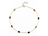 Multi-Color Multi-Gemstone 18k Yellow Gold Over Sterling Silver Anklet 2.91ctw
