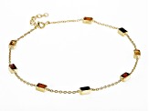 Multi-Color Multi-Gemstone 18k Yellow Gold Over Sterling Silver Anklet 2.91ctw