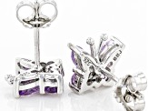 Lavender Amethyst Rhodium Over Stelring Silver Butterfly Earrings 0.67ctw