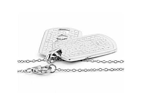 Multi-Color Enamel Rhodium Over Sterling Silver 2 Piece Overlay "Love" Dog Tags With Chain