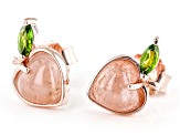 Rose Quartz 18k Rose Gold Over Silver Peach Earrings 0.18ctw