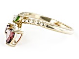 Red Garnet with Chrome Diopside & White Zircon 18k Yellow Gold Over Silver Cherry Ring 0.67ctw