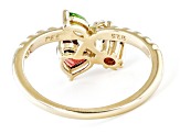 Red Garnet with Chrome Diopside & White Zircon 18k Yellow Gold Over Silver Cherry Ring 0.67ctw