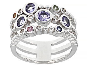 Picture of Blue Tanzanite Rhodium Over sterling Silver Ring 0.94ctw