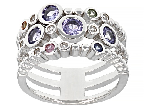 Blue Tanzanite Rhodium Over sterling Silver Ring 0.94ctw