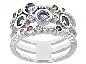Blue Tanzanite Rhodium Over sterling Silver Ring 0.94ctw