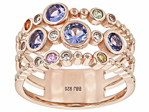 Blue Tanzanite 18k Rose Gold Over Rhodium Over Silver Ring 0.94ctw