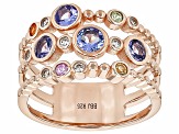 Blue Tanzanite 18k Rose Gold Over Rhodium Over Silver Ring 0.94ctw - TSW086A