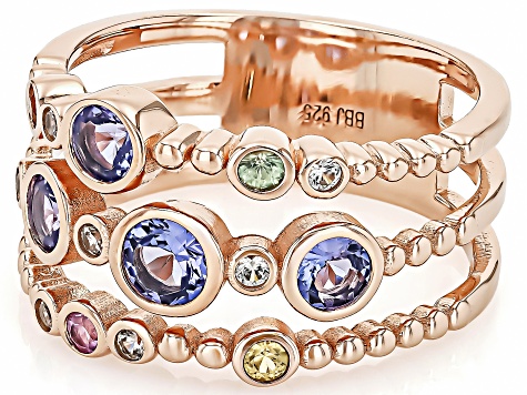 Blue Tanzanite 18k Rose Gold Over Rhodium Over Silver Ring 0.94ctw - TSW086A