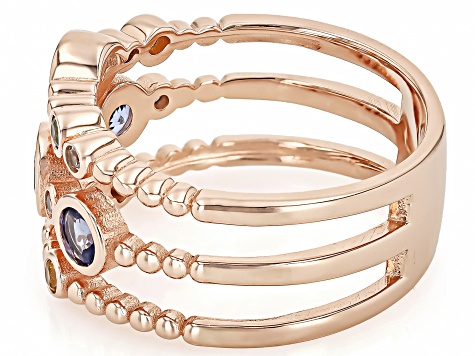 Blue Tanzanite 18k Rose Gold Over Rhodium Over Silver Ring 0.94ctw - TSW086A