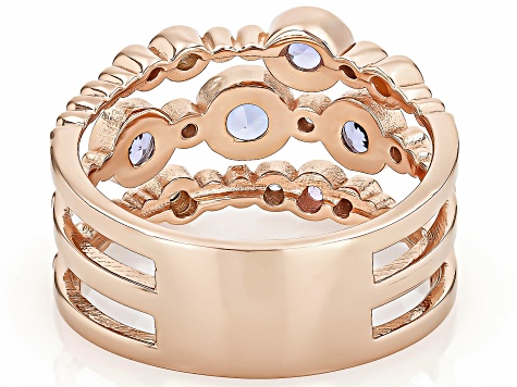 Blue Tanzanite 18k Rose Gold Over Rhodium Over Silver Ring 0.94ctw - TSW086A