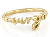 White Zircon 18k Yellow Gold Over Sterling Silver Ring 0.07ctw