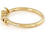 White Zircon 18k Yellow Gold Over Sterling Silver Ring 0.07ctw