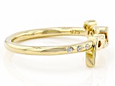 White Zircon 18k Yellow Gold Over Sterling Silver Ring 0.07ctw