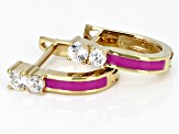 White Lab Created Sapphire 18K Yellow Gold Over Sterling Silver Earrings 0.36ctw