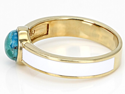 Blue Turquoise 18k Yellow Gold Over Sterling Silver Solitaire Ring