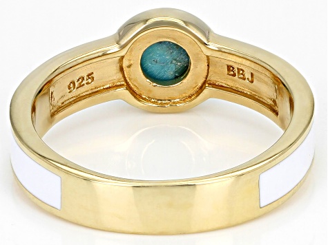 Blue Turquoise 18k Yellow Gold Over Sterling Silver Solitaire Ring