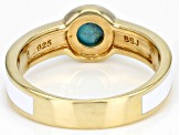 Blue Turquoise 18k Yellow Gold Over Sterling Silver Solitaire Ring