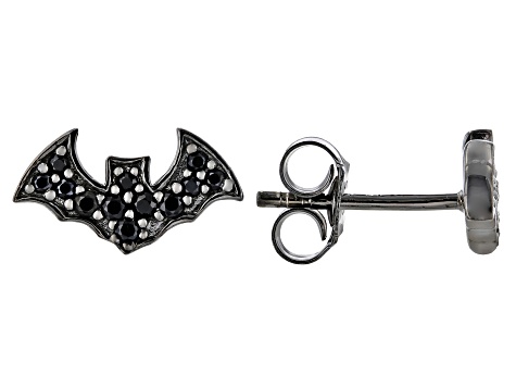 Black Spinel Black Rhodium Over Sterling Silver Bat Stud Earrings 0.16ctw