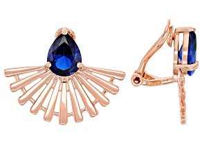 Blue Lab Created Spinel 18k Rose Gold Over Sterling Silver Clip-On Earrings 3.00ctw