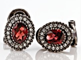 Red Garnet, Black Rhodium Over Sterling Silver Clip-On Earrings 3.58ctw