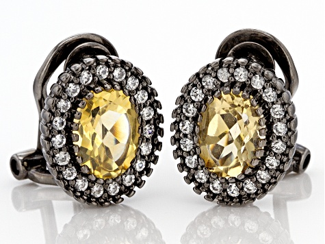 Yellow Citrine Black Rhodium Over Sterling Silver Clip-On Earrings 2.68ctw