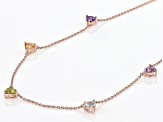 2.02ctw Heart Shape Multi-Gemstone 18k Rose Gold Over Sterling Silver Station Necklace