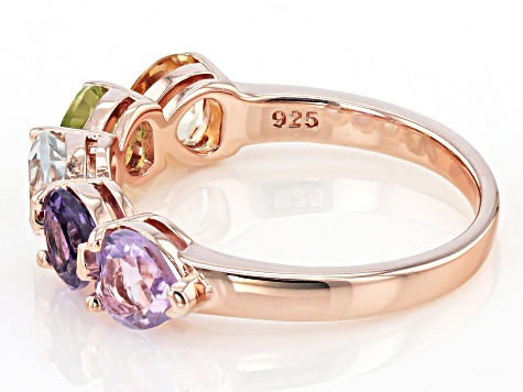 2.31ctw Heart Shape Multi-Gemstone 18k Rose Gold Over Sterling Silver Ring