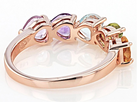 2.31ctw Heart Shape Multi-Gemstone 18k Rose Gold Over Sterling Silver Ring