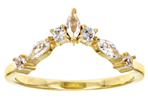 White Lab Created Sapphire 18k Yellow Gold Over Sterling Silver Enhancer Ring 0.45ctw