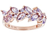 Purple Lab Created Sapphire 18K Rose Gold Over Sterling Silver Ring 1.5ctw