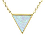 White Lab Created Opal 18k Yellow Gold Over Sterling Silver Triangle Necklace