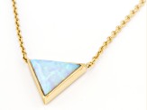 White Lab Created Opal 18k Yellow Gold Over Sterling Silver Triangle Necklace