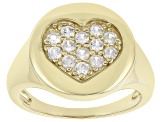 White Zircon 18K Yellow Gold Over Sterling Silver Heart Ring 0.60ctw