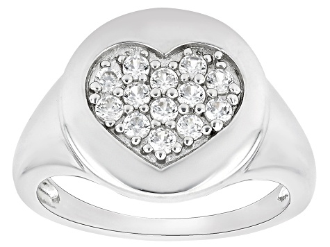 White Zircon Rhodium Over Sterling Silver Heart Ring .60ctw - TSW108A ...