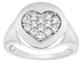White Zircon Rhodium Over Sterling Silver Heart Ring .60ctw