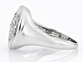 White Zircon Rhodium Over Sterling Silver Heart Ring .60ctw