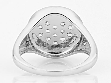 White Zircon Rhodium Over Sterling Silver Heart Ring .60ctw