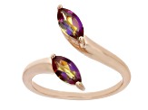 Multi Color Quartz 18k Rose Gold Over Sterling Silver Ring 0.87ctw