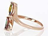 Multi Color Quartz 18k Rose Gold Over Sterling Silver Ring 0.87ctw