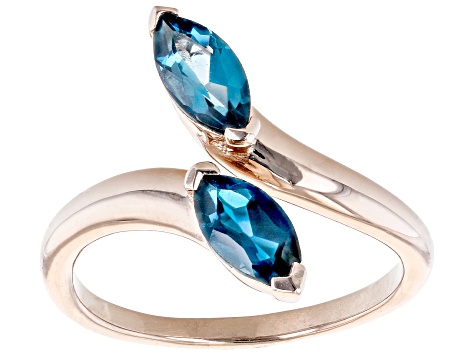 London Blue Topaz 18k Rose Gold Over Sterling Silver Ring 1.09ctw