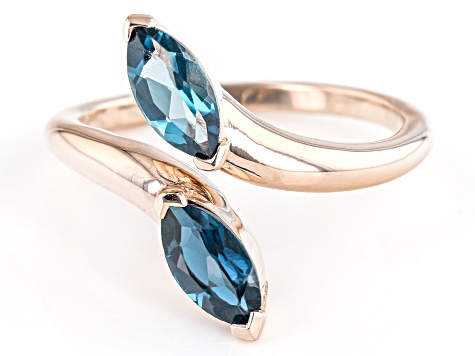 London Blue Topaz 18k Rose Gold Over Sterling Silver Ring 1.09ctw