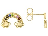 Multi-Gem 18K Yellow Gold Over Sterling Silver Rainbow Pendant With Chain And Earring Set 0.47ctw