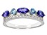Blue Tanzanite Rhodium Over Sterling Silver Band Ring 1.15ctw