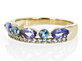 Blue Tanzanite 18k Yellow Gold Over Sterling Silver Ring 1.15ctw
