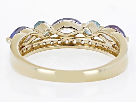 Blue Tanzanite 18k Yellow Gold Over Sterling Silver Ring 1.15ctw