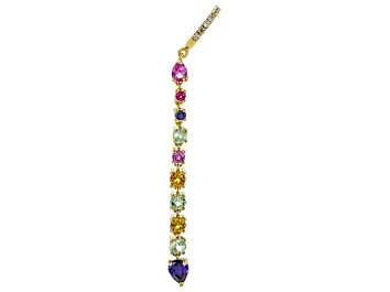 Picture of Multi Color Lab Sapphire, Lab Ruby & White Zircon 18k Yellow Gold Over Silver Earring 1.29ctw