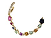 Multi Color Lab Sapphire, Lab Ruby & White Zircon 18k Yellow Gold Over Silver Earring 1.29ctw