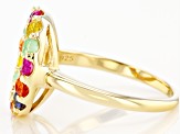 Multi Color Lab Created Sapphire 18k Yellow Gold Over Sterling Silver Ring 1.01ctw