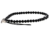 Black Spinel Beaded Stainless Steel Phone Wrist Strap